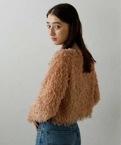 MINERTE(ミネルテ)の「【MINERTE】fringe long sleeve tops / フリンジロングスリーブトップス(Tシャツ/カットソー・レディース・アイボリー/ピンクベージュ/ブラック/ライトカーキ・FREE)」の4枚目の写真