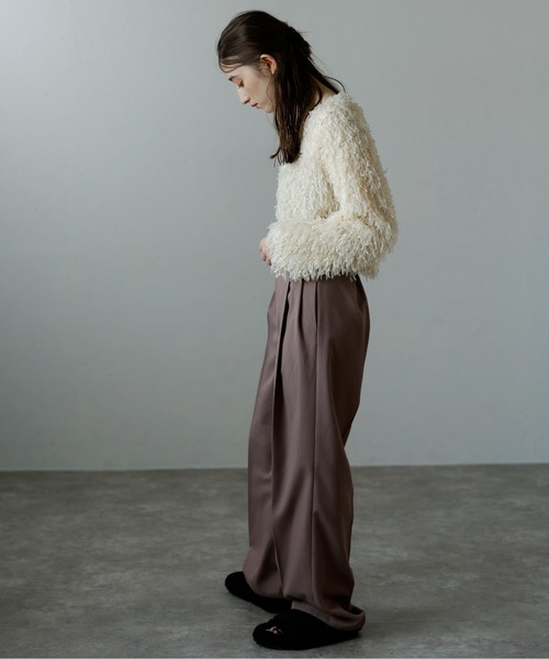 MINERTE(ミネルテ)の「【MINERTE】fringe long sleeve tops / フリンジロングスリーブトップス(Tシャツ/カットソー・レディース・アイボリー/ピンクベージュ/ブラック/ライトカーキ・FREE)」の10枚目の写真