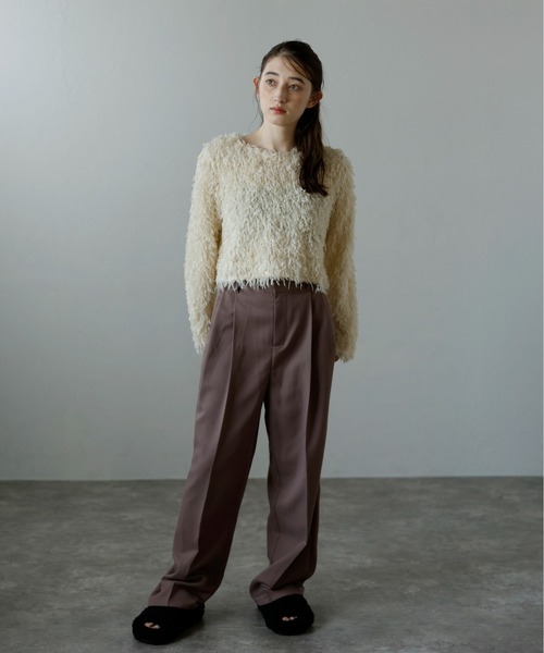 MINERTE(ミネルテ)の「【MINERTE】fringe long sleeve tops / フリンジロングスリーブトップス(Tシャツ/カットソー・レディース・アイボリー/ピンクベージュ/ブラック/ライトカーキ・FREE)」の18枚目の写真