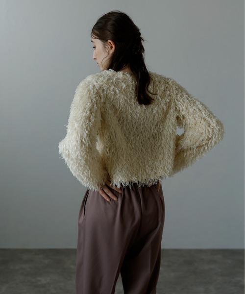 MINERTE(ミネルテ)の「【MINERTE】fringe long sleeve tops / フリンジロングスリーブトップス(Tシャツ/カットソー・レディース・アイボリー/ピンクベージュ/ブラック/ライトカーキ・FREE)」の20枚目の写真