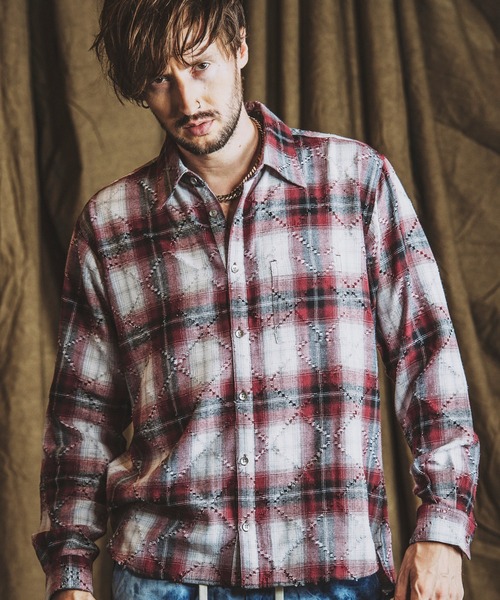 NO ID.（ノーアイディ）の「【NO ID.】Check Big Shirt / チェック ビッグ シャツ（シャツ/ブラウス・メンズ・レッド/イエロー/ブラック・ONE SIZE）」の3枚目の写真