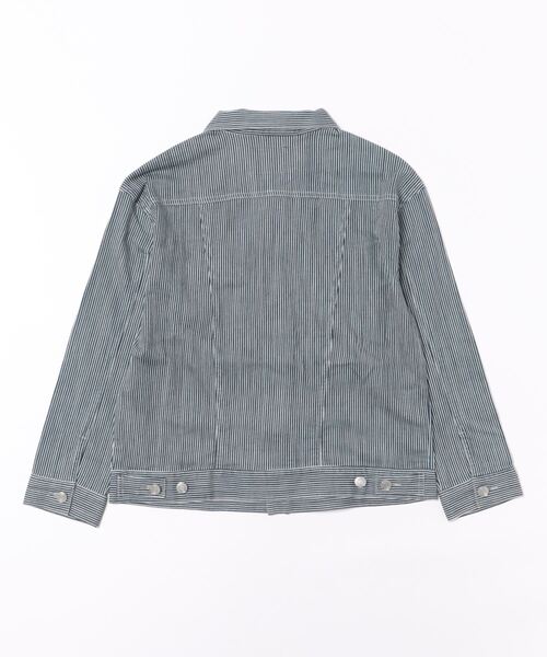 L.COPECK（エルコペック）の「ビッグシルエットデニムジャケット（デニムジャケット・キッズ・ネイビー/ストライプ・150cm/160cm）」の3枚目の写真