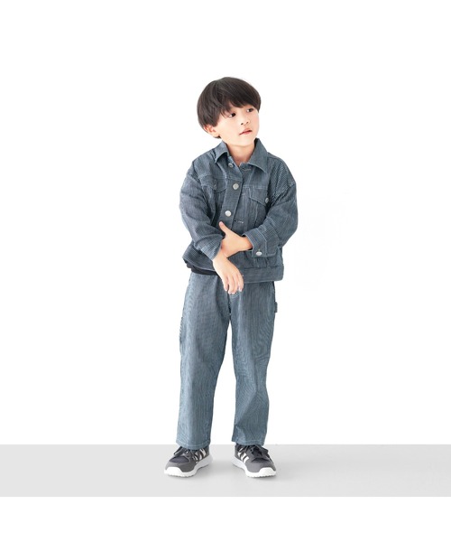 L.COPECK（エルコペック）の「ビッグシルエットデニムジャケット（デニムジャケット・キッズ・ネイビー/ストライプ・150cm/160cm）」の9枚目の写真