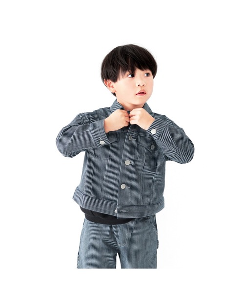 L.COPECK（エルコペック）の「ビッグシルエットデニムジャケット（デニムジャケット・キッズ・ネイビー/ストライプ・150cm/160cm）」の10枚目の写真