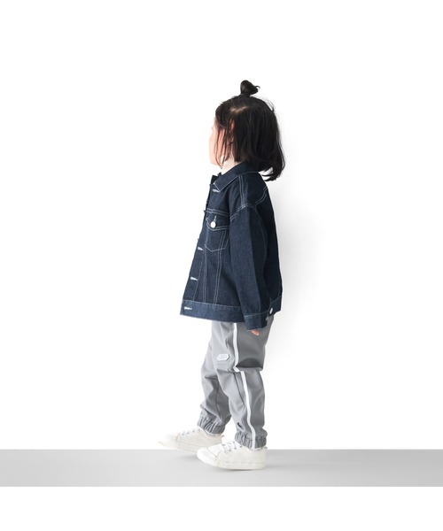 L.COPECK（エルコペック）の「ビッグシルエットデニムジャケット（デニムジャケット・キッズ・ネイビー/ストライプ・150cm/160cm）」の7枚目の写真