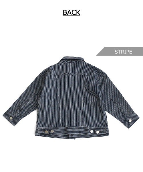 L.COPECK（エルコペック）の「ビッグシルエットデニムジャケット（デニムジャケット・キッズ・ネイビー/ストライプ・150cm/160cm）」の14枚目の写真