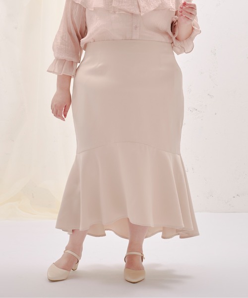 Louiosy(ルオシー)の「【大きいサイズ】フィッシュテールマーメイドスカート(スカート・レディース・アイボリー/ダークブラウン・3L/X-LARGE/4L)」の4枚目の写真