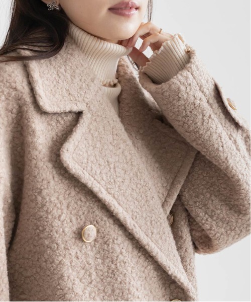 RANDA(ランダ)の「ループボアピーコート(ピーコート・レディース・グレイッシュベージュ/クリーム/ブラック・0/1)」の8枚目の写真