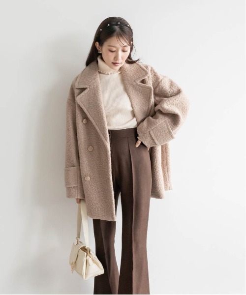 RANDA(ランダ)の「ループボアピーコート(ピーコート・レディース・グレイッシュベージュ/クリーム/ブラック・0/1)」の9枚目の写真