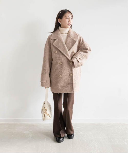 RANDA(ランダ)の「ループボアピーコート(ピーコート・レディース・グレイッシュベージュ/クリーム/ブラック・0/1)」の12枚目の写真