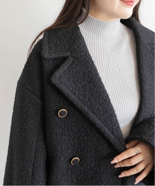 RANDA(ランダ)の「ループボアピーコート(ピーコート・レディース・グレイッシュベージュ/クリーム/ブラック・0/1)」の14枚目の写真