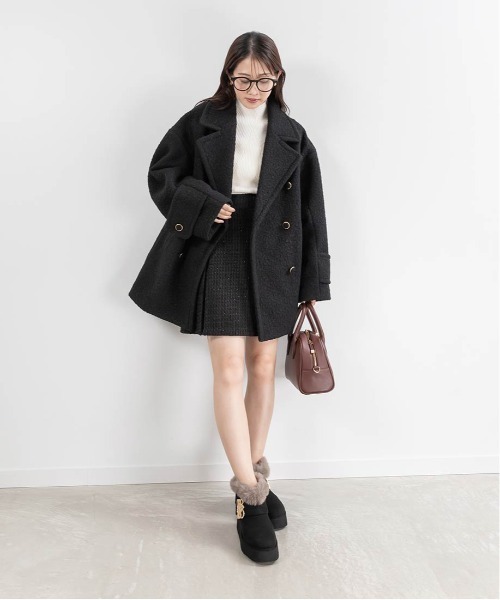 RANDA(ランダ)の「ループボアピーコート(ピーコート・レディース・グレイッシュベージュ/クリーム/ブラック・0/1)」の20枚目の写真