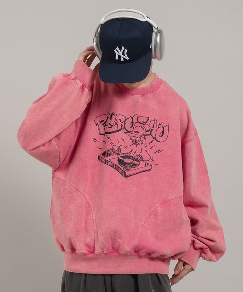 Perushu（ペルーシュ）の「ヘビーウェイトアソートグラフィックダブルポケットスウェット（スウェット・メンズ・ブラウン/ブラック/スモークグレー/ブラック系その他/ブラック系その他2/ピンク・LARGE/MEDIUM）」の6枚目の写真