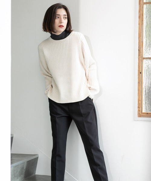 OPAQUE.CLIP（オペークドットクリップ）の「◆《7color》ボリュームスリーブリブニット【洗濯機洗い可】（ニット/セーター・レディース・ブラック/オフホワイト/グレー/サンドベージュ/ブルー系その他/ワインレッド/ホワイト系その他3・38/40/42）」の13枚目の写真