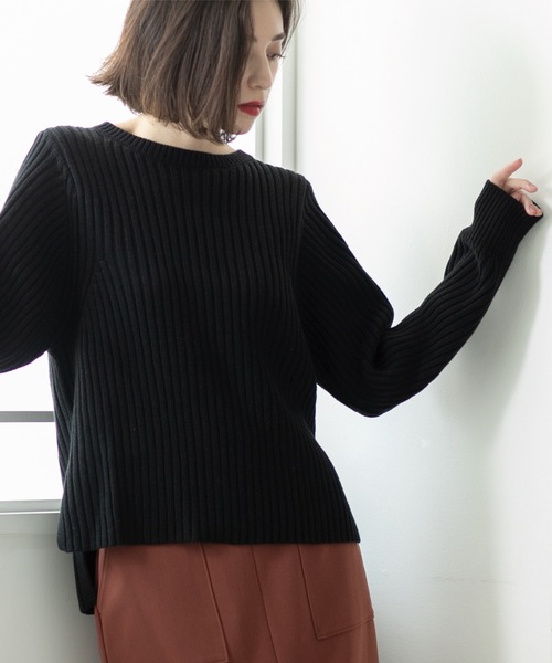 OPAQUE.CLIP（オペークドットクリップ）の「◆《7color》ボリュームスリーブリブニット【洗濯機洗い可】（ニット/セーター・レディース・ブラック/オフホワイト/グレー/サンドベージュ/ブルー系その他/ワインレッド/ホワイト系その他3・38/40/42）」の17枚目の写真