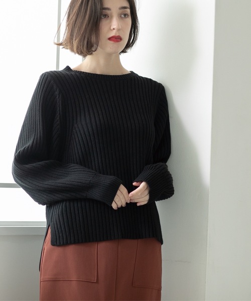 OPAQUE.CLIP（オペークドットクリップ）の「◆《7color》ボリュームスリーブリブニット【洗濯機洗い可】（ニット/セーター・レディース・ブラック/オフホワイト/グレー/サンドベージュ/ブルー系その他/ワインレッド/ホワイト系その他3・38/40/42）」の19枚目の写真