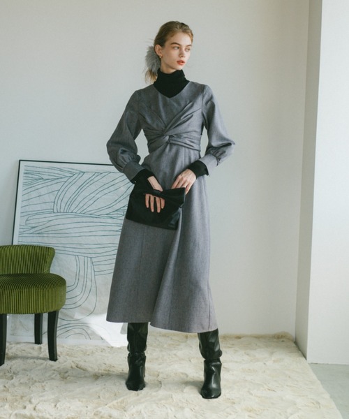 【未使用級♡近年モデル】グレースコンチネンタル　スカーフチュールワンピース　38 未使用級♡近年モデル】グレースコンチネンタル スカーフチュール