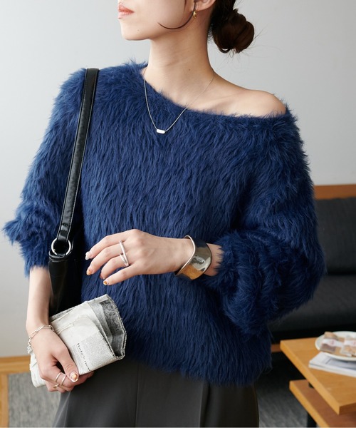 セール】フェザーヤーン2WAYワンショルプルオーバー（ニット/セーター