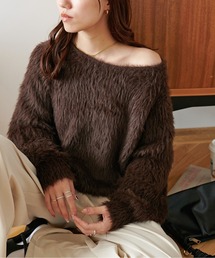 【WEB限定】ロングフェザーヤーン2WAYワンショルプルオーバー