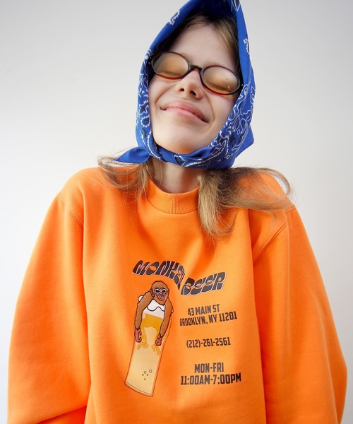 トレーナー スウェット HUMAROUS MONKEY BEER クルーネック スウェット レディース メンズ HUMAROUS トレーナー スウェット MONKEY BEER クルーネック