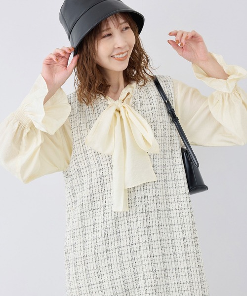 ROPE' PICNIC(ロペピクニック)の「前後2WAY着用BIGリボンブラウス(シャツ/ブラウス・レディース・ラベンダー/オフホワイト/ブラック・38)」の9枚目の写真