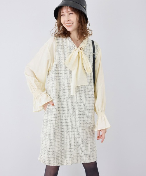 ROPE' PICNIC(ロペピクニック)の「前後2WAY着用BIGリボンブラウス(シャツ/ブラウス・レディース・ラベンダー/オフホワイト/ブラック・38)」の10枚目の写真