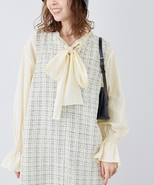 ROPE' PICNIC(ロペピクニック)の「前後2WAY着用BIGリボンブラウス(シャツ/ブラウス・レディース・ラベンダー/オフホワイト/ブラック・38)」の11枚目の写真