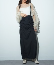 【MAISON BREEZE reveur】シャーリングサスペンダースカート trc