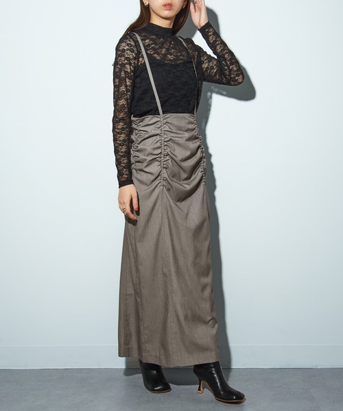 MAISON BREEZE reveur(メゾンブリーズレヴール)の「【MAISON BREEZE reveur】シャーリングサスペンダースカート trc(ワンピース・レディース・ブラック/チャコールグレー/ベージュ・FREE)」の11枚目の写真