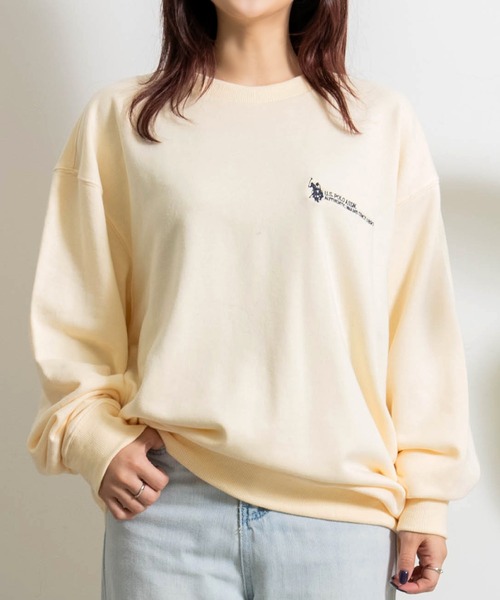 U.S. POLO ASSN.(ユーエスポロアッスン)の「『U.S. POLO ASSN/ユーエスポロアッスン』裏毛クルー長袖トレーナー(スウェット・レディース・ボルドー/オートミール/ネイビー/ダークグリーン/ブラック/アイボリー・L/M)」の7枚目の写真
