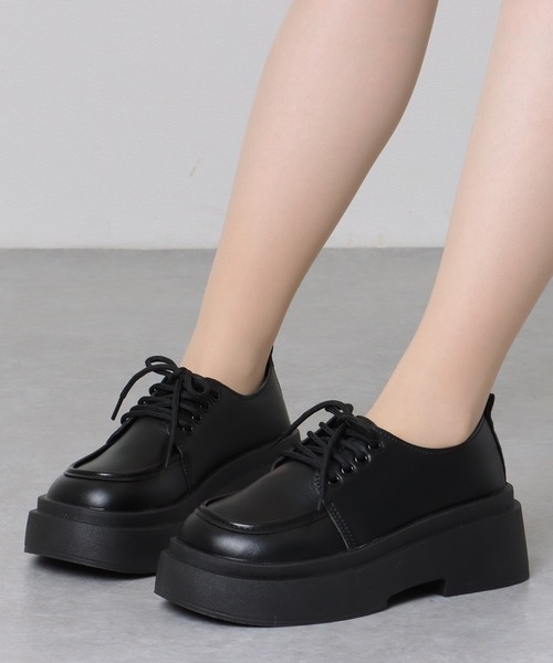 ［新品］VIVALA ブラック ラウンドトゥ レースアップ スニーカー VIVIAN 黒 スニーカー レディース 厚底 おしゃれ ダッド
