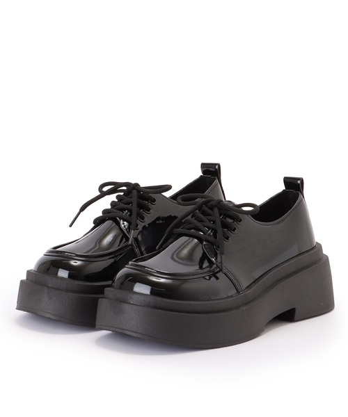 セール】選べる2タイプ ラウンドトゥ レザー調 ボリューム