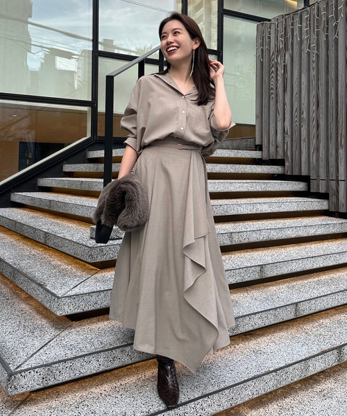 anuans ウールブレンドイレヘムスカート ウールブレンドイレヘムスカート（スカート）｜anuans（ア