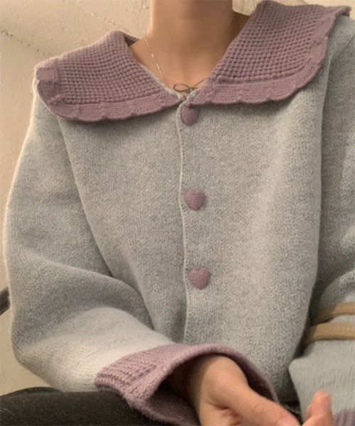 Mayree（メイリー）の「【Mayree】バイカラー ハートボタン 襟