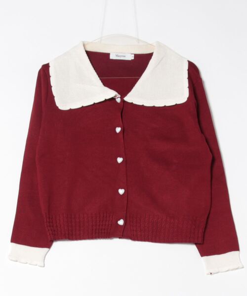 Mayree(メイリー)の「【Mayree】バイカラー ハートボタン 襟付きニット カーディガン(ニット/セーター・レディース・オフホワイト/グレー/レッド・MEDIUM/LARGE/X-LARGE)」の16枚目の写真