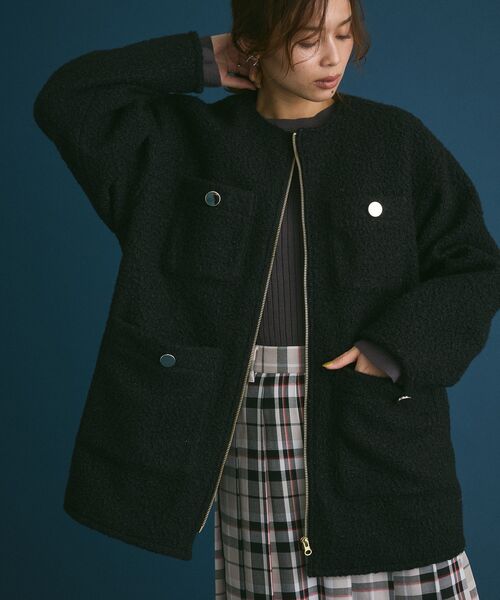 Green　Parks（グリーンパークス）の「・swing by ベルスリーブクルーリブニット（ニット/セーター・レディース・チャコールグレー/ブラック/オフホワイト/モカ・FREE）」の16枚目の写真