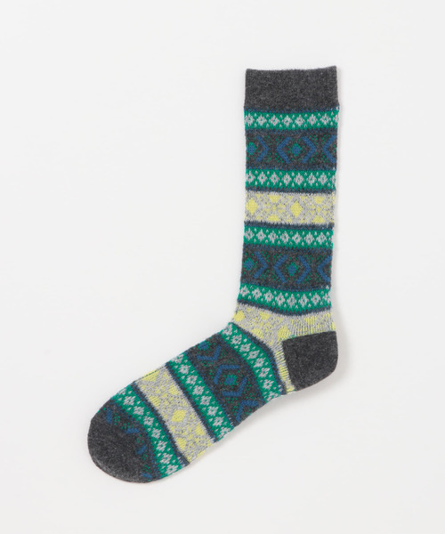 URBAN RESEARCH DOORS（アーバンリサーチドアーズ）の「『別注』ウールジャガードクルー（ソックス/靴下・メンズ・ライトベージュ/チャコールグレー/ネイビー・-）」の5枚目の写真