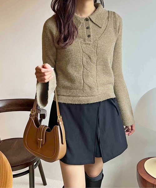 セール】【apres jour clair】ポロニットビスチェセット【ZOZOTOWN限定