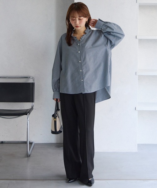 LAVEANGE(ラビアンジェ)の「【洗える】スリットイージースラックス(スラックス・レディース・ブラウン/ブラック/ブルー・M/LL/3L/4L/5L)」の8枚目の写真