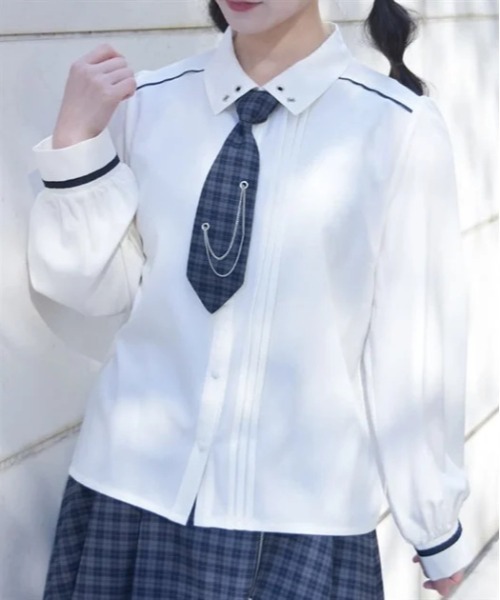 axes femme(アクシーズファム)の「チェーンタイセットブラウス(シャツ/ブラウス・レディース・ブラック/ホワイト・FREE)」の4枚目の写真