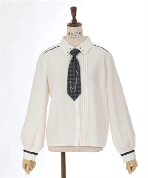 axes femme(アクシーズファム)の「チェーンタイセットブラウス(シャツ/ブラウス・レディース・ブラック/ホワイト・FREE)」の9枚目の写真