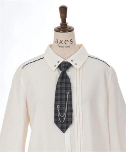 axes femme(アクシーズファム)の「チェーンタイセットブラウス(シャツ/ブラウス・レディース・ブラック/ホワイト・FREE)」の12枚目の写真