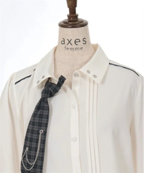 axes femme(アクシーズファム)の「チェーンタイセットブラウス(シャツ/ブラウス・レディース・ブラック/ホワイト・FREE)」の15枚目の写真