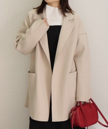 libelle more | ダブルフェイス フェイクウール ベルト付 ミドル丈コート(テーラードジャケット)