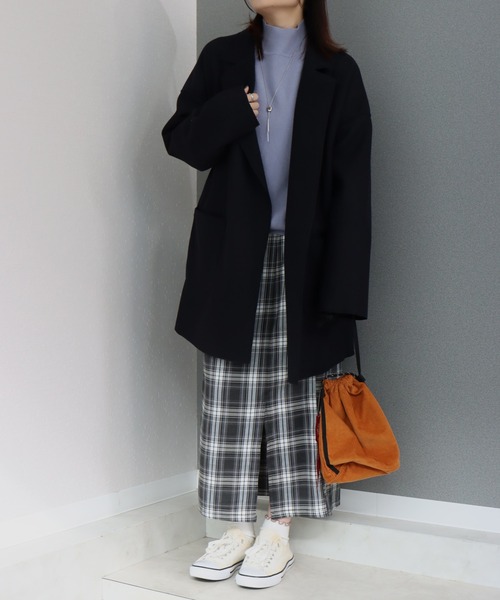 libelle more（リベル モア）の「ダブルフェイス フェイクウール ベルト付 ミドル丈コート（テーラードジャケット・レディース・ブラウン/モカ/ベージュ/ネイビー/アイボリー/ブラック・M/L）」の12枚目の写真