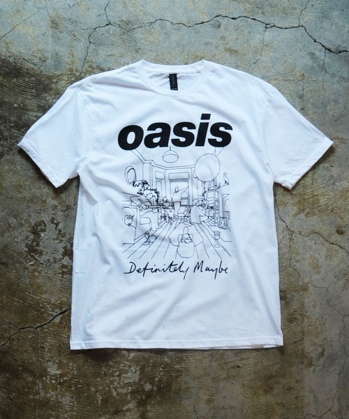 新品Mサイズ オフィシャル オアシス tシャツ Oasis Definitely MUSIC TEE tシャツ OASIS“DEFINITELY MAYBE DISTRESSED TEXT