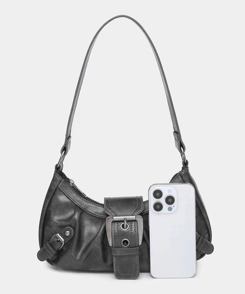 florist（フローリスト）の「ヴィンテージレザーライクベルトデザインY2Kハンドバッグ（ハンドバッグ・レディース・ブラック/モカ/ダークグレー・FREE）」の10枚目の写真