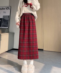 万能アイテム!クラシックチェック柄Aラインロングスカート