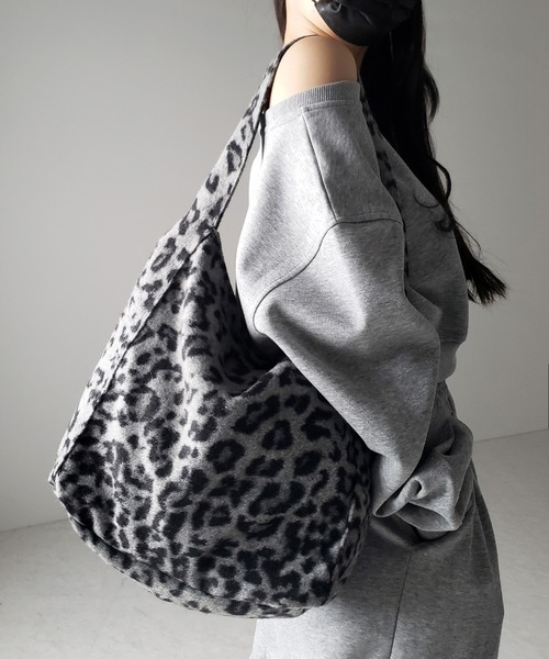セール】【 2color 】レオパードワンハンドルショルダートートバッグ