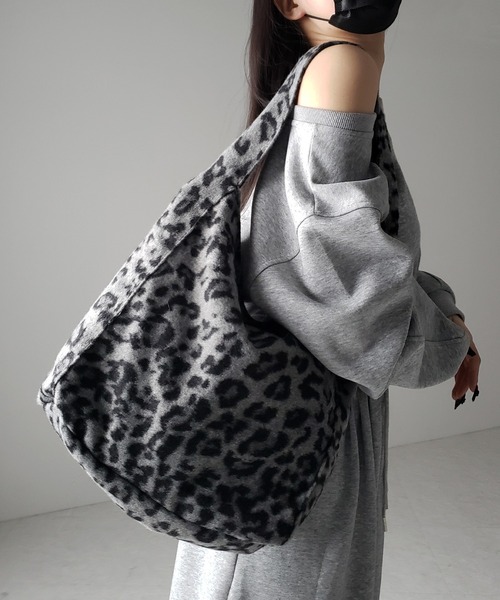 2color 】レオパードワンハンドルショルダートートバッグ ／ leopard